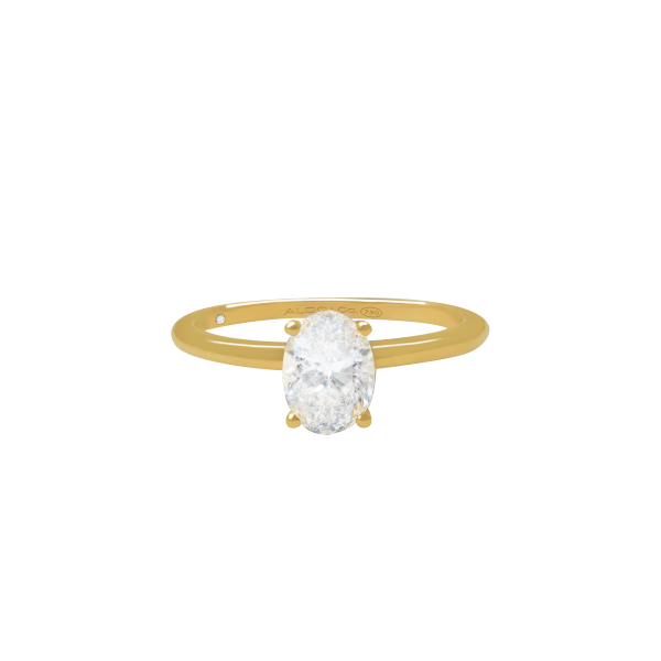 Anillo en oro amarillo de 18K solitario con brillante oval Online Hot Sale