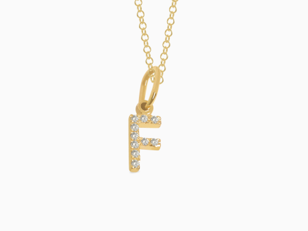 Dije en oro amarillo de 18K letra F full brillantes Online Hot Sale