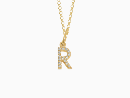 Dije en oro amarillo de 18K letra R full brillantes Online Hot Sale