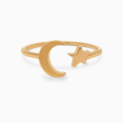 Anillo en oro rosado de 18K luna y estrella Online