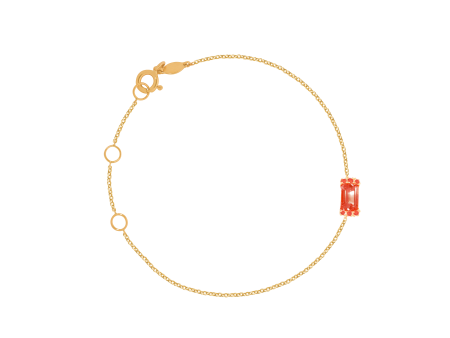 Pulsera en oro amarillo de 18K con granate corte esmeralda on Sale