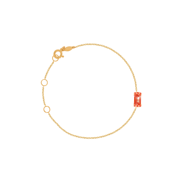 Pulsera en oro amarillo de 18K con granate corte esmeralda on Sale