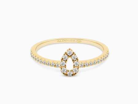 Anillo en oro amarillo de 18K forma gota con brillantes Online