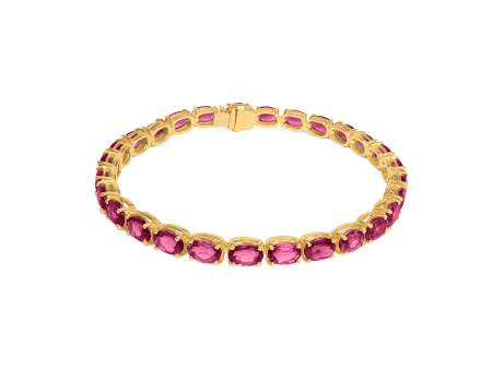 Pulsera oro amarillo de 18k tennis con rodolita Cheap