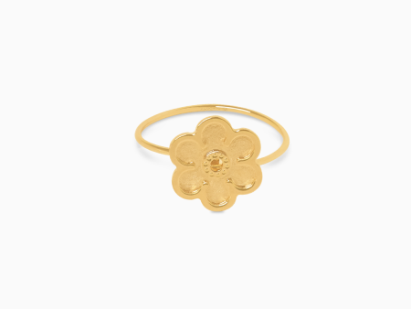 Anillo en oro amarillo de 18K flor con aro regulable Discount