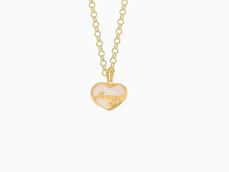 Dije en oro amarillo de 18K corazón Mamá con nácar Supply