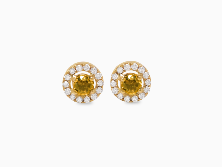 Aretes en oro amarillo de 18K con citrinos y brillantes Online now