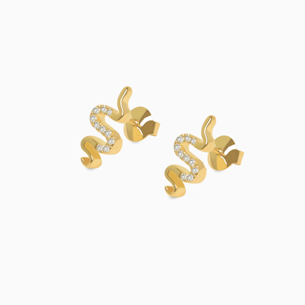 Aretes en oro amarillo de 18K serpiente con brillantes Online Sale