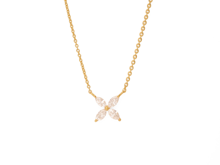 Collar en oro amarillo de 18K flor con brillantes marquisse Fashion