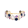 Pulsera en oro rosado de 18K amatista. opalo lila, cuarzo azul marino y brillantes Online Sale