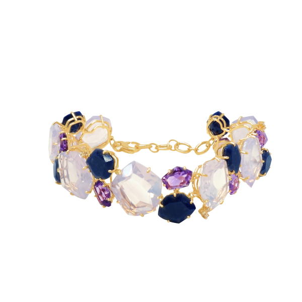 Pulsera en oro rosado de 18K amatista. opalo lila, cuarzo azul marino y brillantes Online Sale