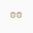 Aretes en oro amarillo de 18K con diamante corte esmeralda For Discount