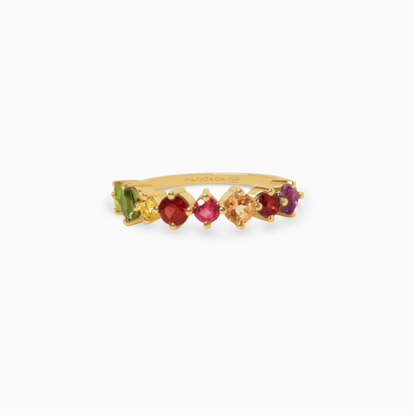 Anillo en oro amarillo de 18K medio riviere rainbow For Cheap