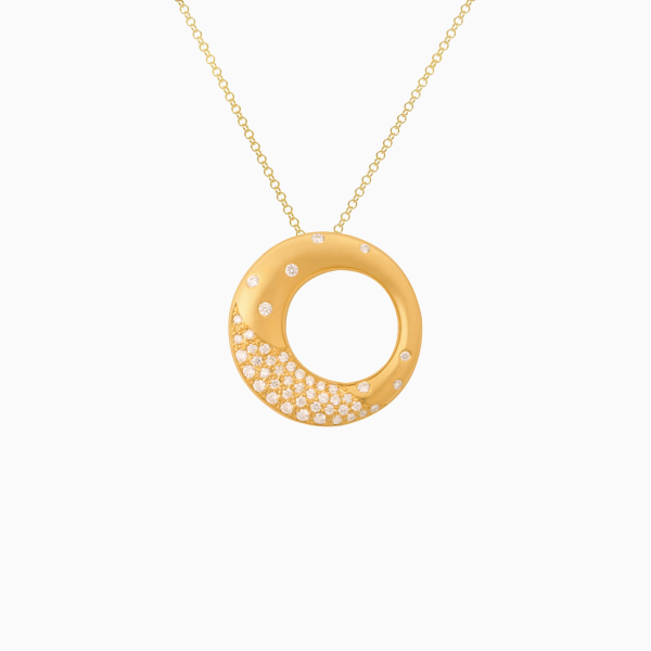 Dije en oro amarillo de 18K bombeado con brillantes For Discount