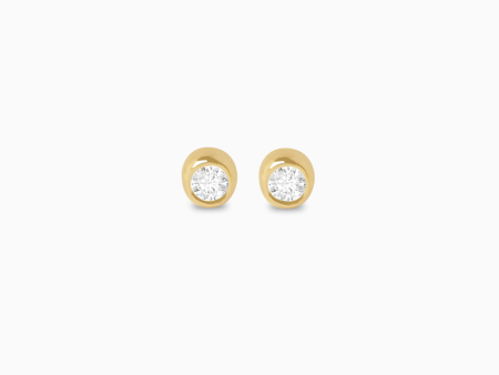 Aretes en oro amarillo de 18K punto de luz con brillante biselado Fashion