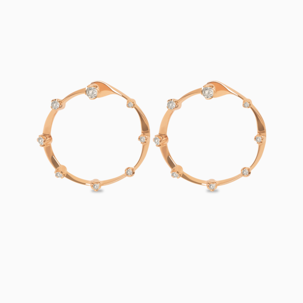 Aretes en oro rosado de 18K circulares con brillantes on Sale