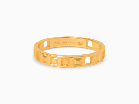 Anillo Glass Mirage en oro amarillo de 18K con textura cuadrado Online Hot Sale