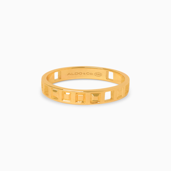 Anillo Glass Mirage en oro amarillo de 18K con textura cuadrado Online Hot Sale