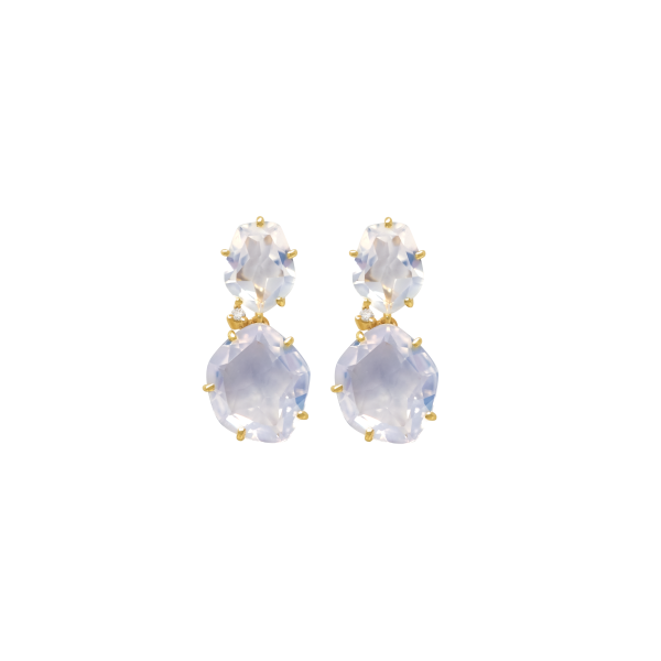 Aretes oro amarillo 18K ópalo lila pentagonal con poste mariposa Online Hot Sale