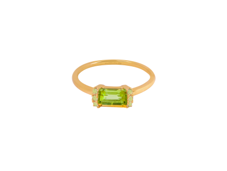 Anillo oro amarillo de 18K con peridoto corte esmeralda For Discount