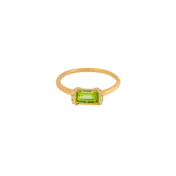 Anillo oro amarillo de 18K con peridoto corte esmeralda For Discount