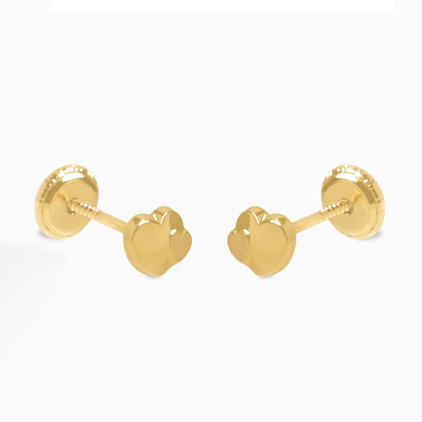 Aretes en oro amarillo de 18K doble corazón Discount