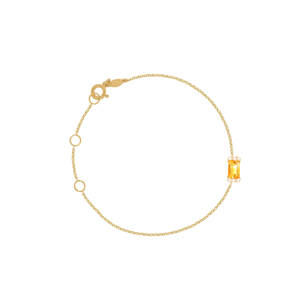 Pulsera en oro amarillo de 18K con citrino corte esmeralda For Sale