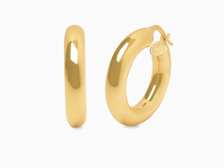 Argollas en oro amarillo de 18K tubular chunky grande Online Hot Sale