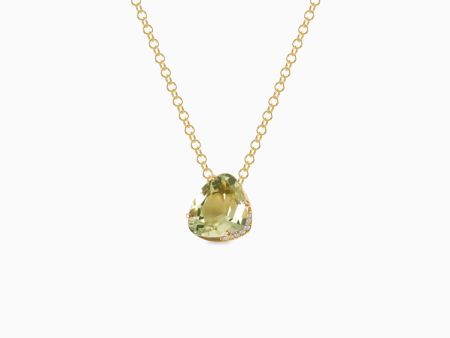 Dije en oro amarillo de 18K prasiolite trillian con brillantes Sale