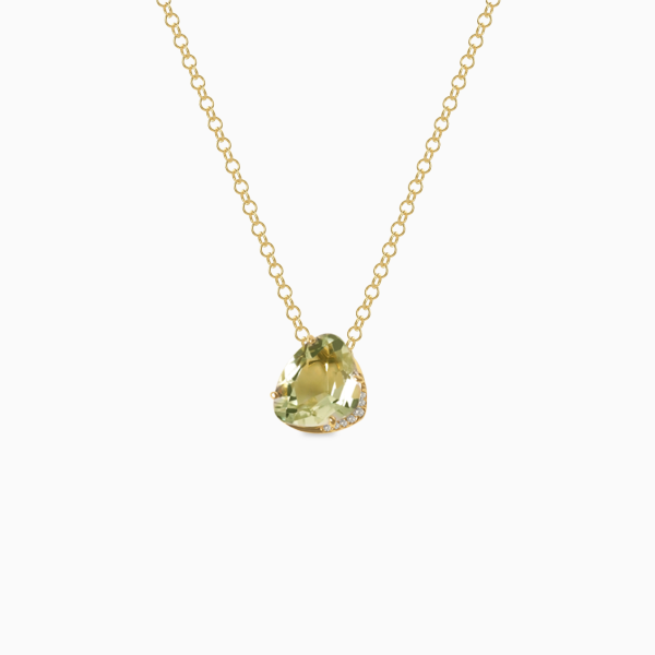 Dije en oro amarillo de 18K prasiolite trillian con brillantes Sale