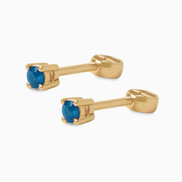 Aretes en oro amarillo de 18K punto de luz con zafiro For Discount