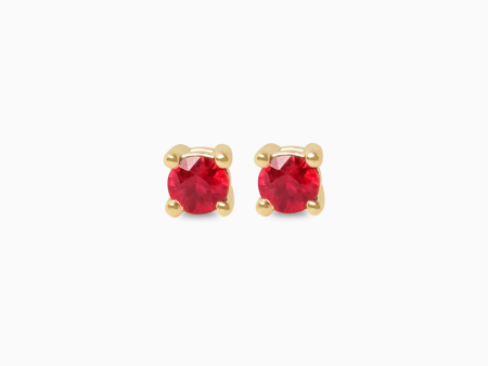 Aretes en oro amarillo de 18K punto de luz con rubí Online now