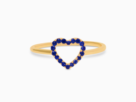 Anillo en oro amarillo de 18K amma corazón full love con zafiros Online Hot Sale