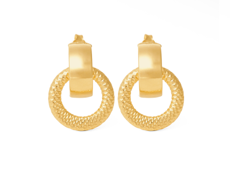 Aretes en oro amarillo 18k liso y efecto diamantado Cheap