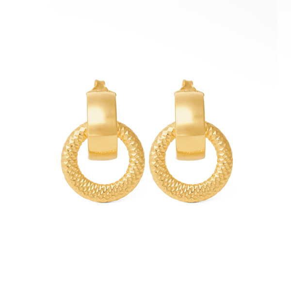 Aretes en oro amarillo 18k liso y efecto diamantado Cheap