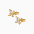 Aretes en oro amarillo de 18K flor con brillantes marquisse on Sale