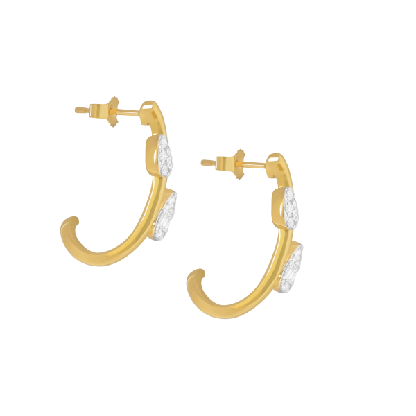 Aretes en oro amarillo de 18K ramas con hojitas Fashion