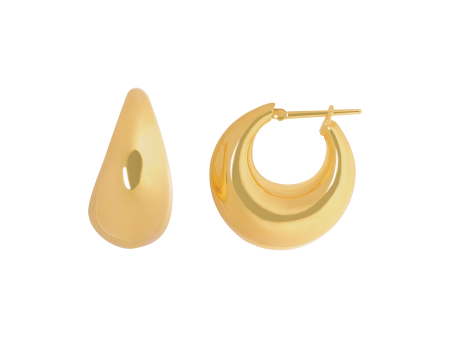 Aretes en oro amarillo de 18K argollas bombeadas. Cheap