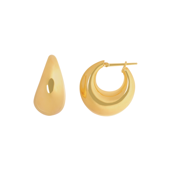 Aretes en oro amarillo de 18K argollas bombeadas. Cheap