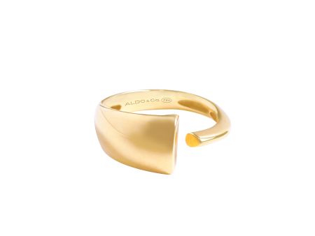 Anillo en oro amarillo de 18K semiabierto con aro ancho y delgado en el centro. on Sale