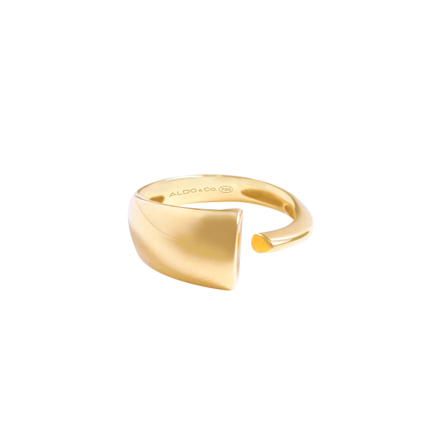 Anillo en oro amarillo de 18K semiabierto con aro ancho y delgado en el centro. on Sale