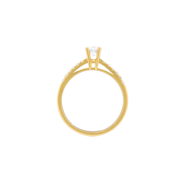 Anillo en oro amarillo de 18K solitario modelo emperatriz con brillantes Cheap