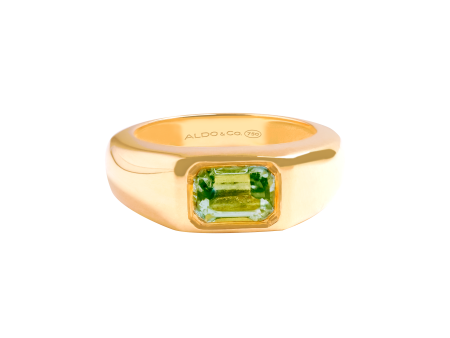 Anillo en oro amarillo de 18K tipo chevalier con peridot Online