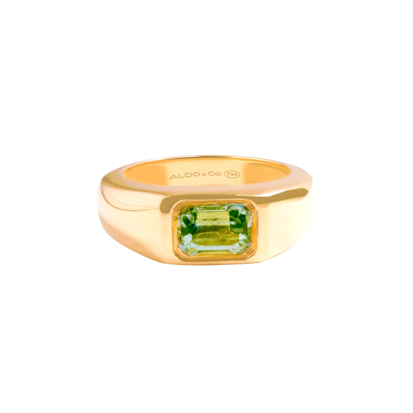 Anillo en oro amarillo de 18K tipo chevalier con peridot Online