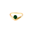 Anillo en oro amarillo de 18K curvo con turmalina verde redondo For Discount