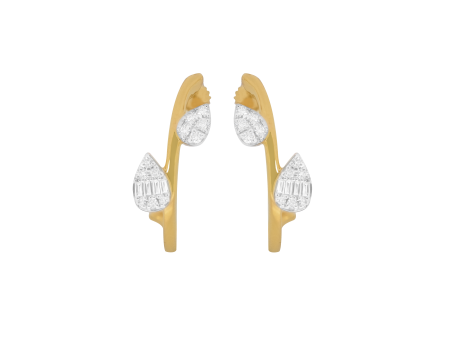 Aretes en oro amarillo de 18K ramas con hojitas Fashion