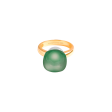 Anillo con oro blanco y amarillo de 18K con prasiolite cushion Online