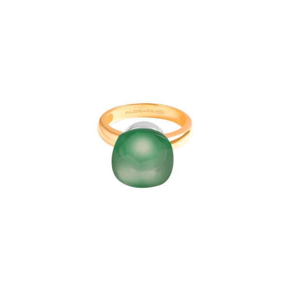 Anillo con oro blanco y amarillo de 18K con prasiolite cushion Online