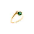 Anillo en oro amarillo de 18K curvo con turmalina verde redondo For Discount