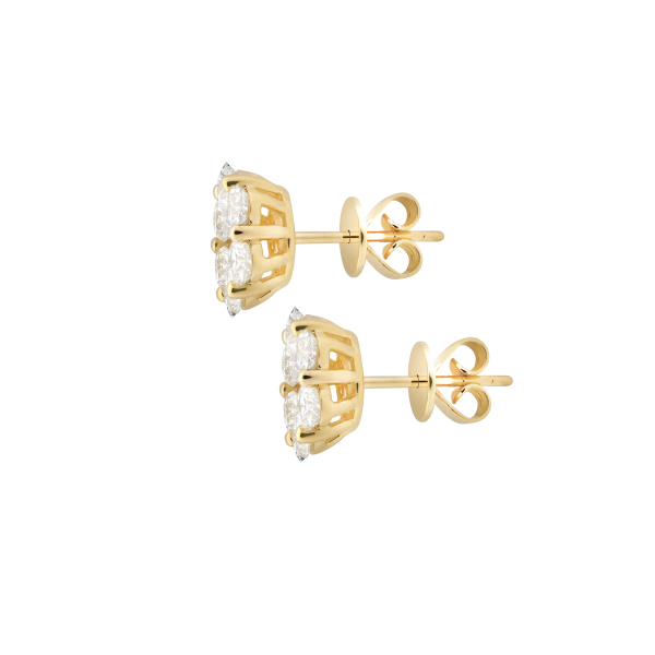 Aretes oro amarillo roseta redonda con brillantes For Cheap